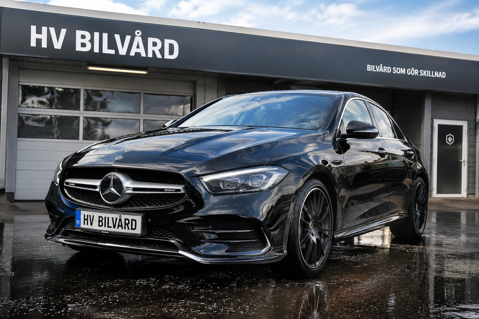 Professionell mobil bilvård av Mercedes i Stockholm av HV Bilvård